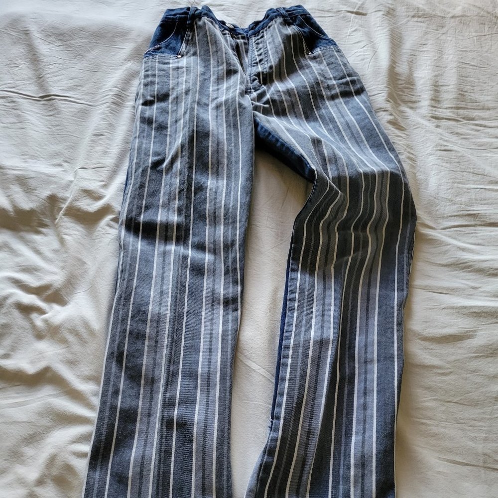 Vintage Blaze ‘Double Trouble’ Two-tone Cowgirl Jeans - XS, Blue/Blue Stripe